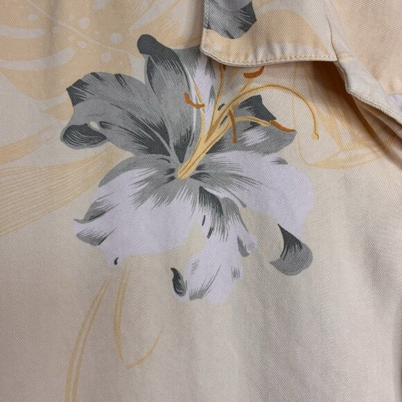 Tommy Bahama Silk Shirt Mens XL Yellow Gray White Button Up Camp Tropical Cruise - Picture 4 of 9